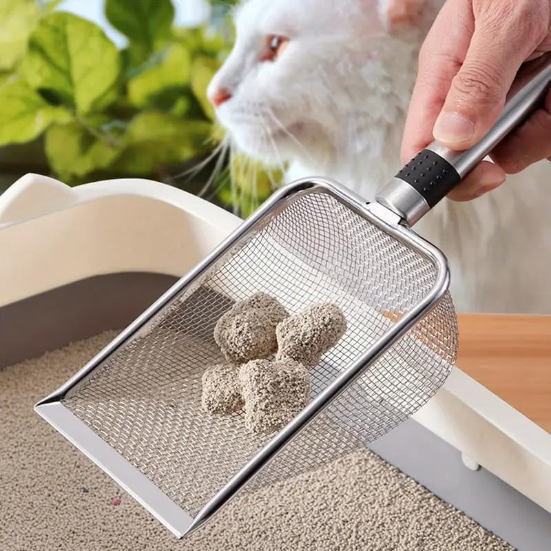 stainless-steel-cat-litter-scoop-anti-stick-litter-shovel-with-hook-rust-proof-heavy-duty-cat-litter-scooper-for-clumping-litter-easy-to-clean-store