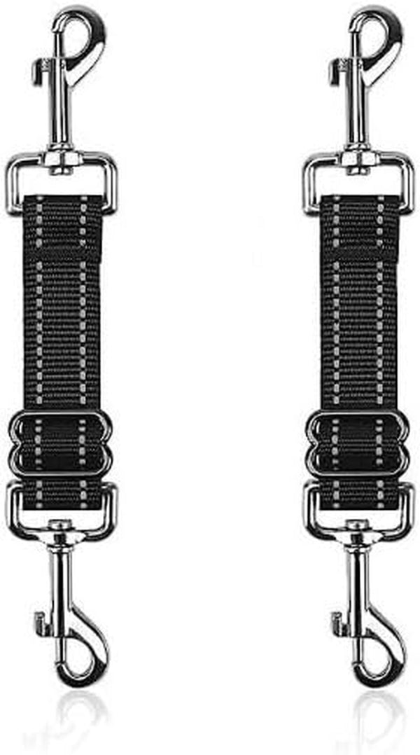 YUEPET Dog Safety Collar Clips 2 Pack Adjustable Prong Backup Clips Reflective Double Ended Backup Clasp Leash Connector for Dog Harness to Collar Safety Clip(Grey+Black) | Prong Collar Backup, Double-Ended Clips, Harness to Collar Connector, Reflective Strap, 7-8.2 in Adjustable Length, 2 Pack10
