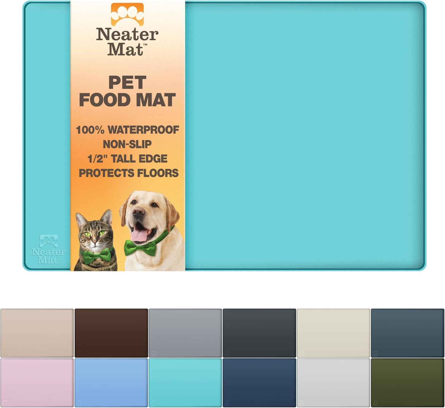 neater-pet-brands-neater-mat-pet-mats-for-food-and-water-cat-dog-bowl-mat-waterproof-silicone-feeding-tray-dog-food-mats-for-floors-placemat-w-raised-edge-for-under-bowls-16-x-10-cappuccino