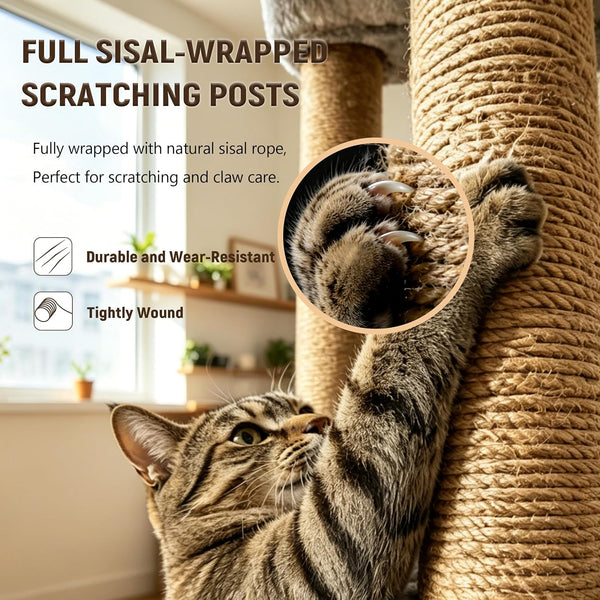 Cat Scratching Post, 4 Scratch Post, Cat Tower for Indoor Cats with Plush Cat Hammocks, Stable Cat Tree & Cat Perch, for Indoor Small Medium Large Cats (44.88'')5