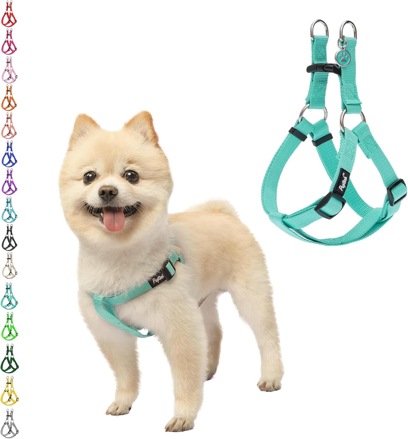 pupteck-no-pull-dog-harness-soft-adjustable-basic-nylon-step-in-puppy-vest-outdoor-walking-with-id-tag