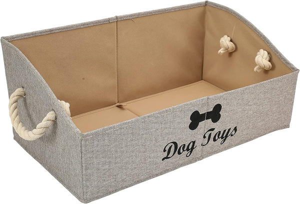 Morezi Large Dog Toy Bin Puppy Shallow Toy Basket Dog Toy Storage Perfect for Living Room Playroom Closet Home Organization - Grey Canvas11