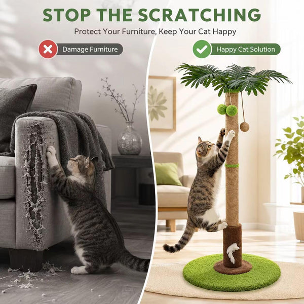 RPZ Cat Scratching Post, Sisal Scratcher with Toys for Indoor Cats | Protects Furniture While Satisfying Natural Scratching Instincts. Durable Sisal Post with Interactive Toys for Daily Play.3