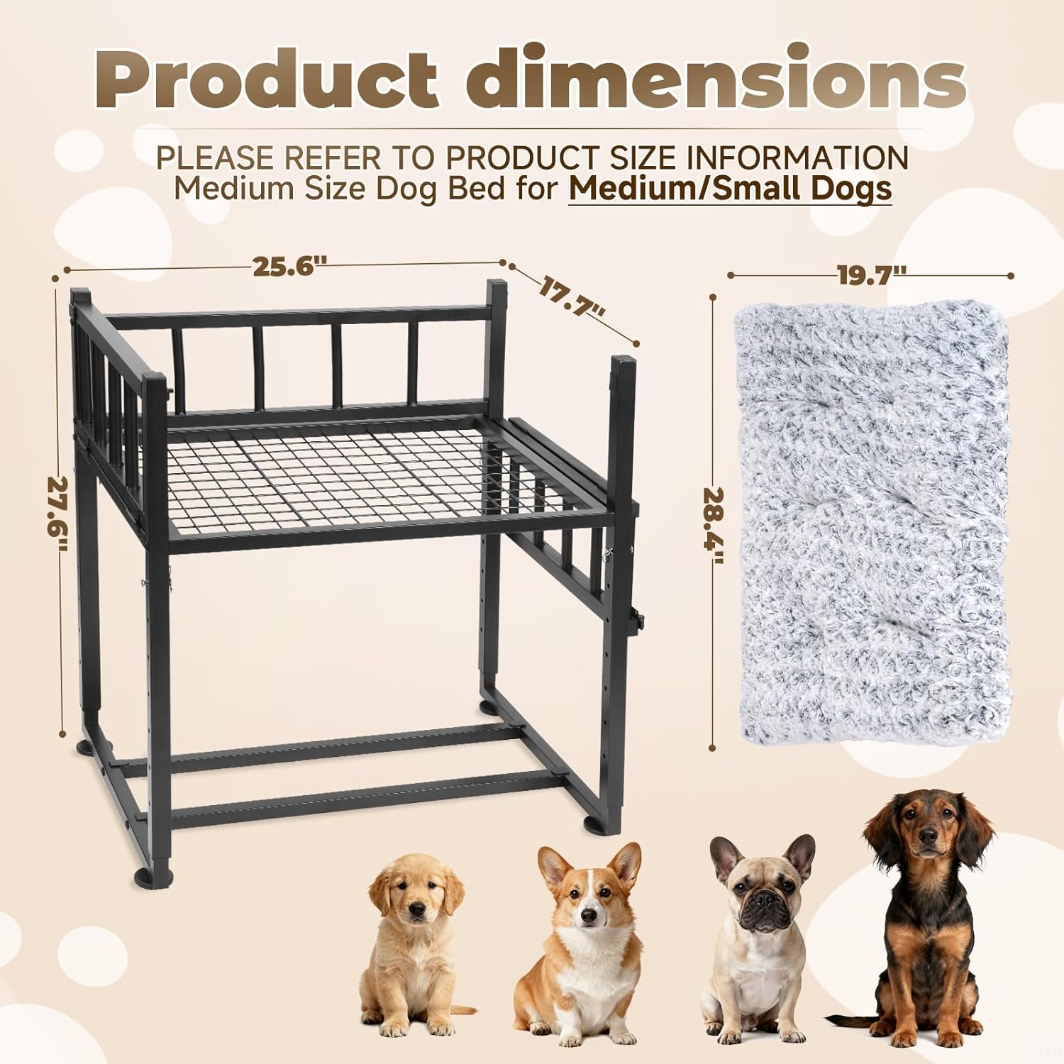 beside-dog-bed-and-mattress-set-metal-three-sided-fence-pet-dogs-bed-frame-adjustable-height-dogs-bed-extension-attachment-for-human-bed-for-small-medium-puppy25-5l-x-17-7w