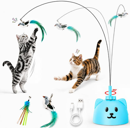 Interactive Cat Toys for Indoor Cats: Automatic Flying Bird Cat Toy with 360° Feather Wand, Strong 8Cm Suction Cup, USB Rechargeable Self-Play Cat Toy for Bored Kittens & Adult Cats11