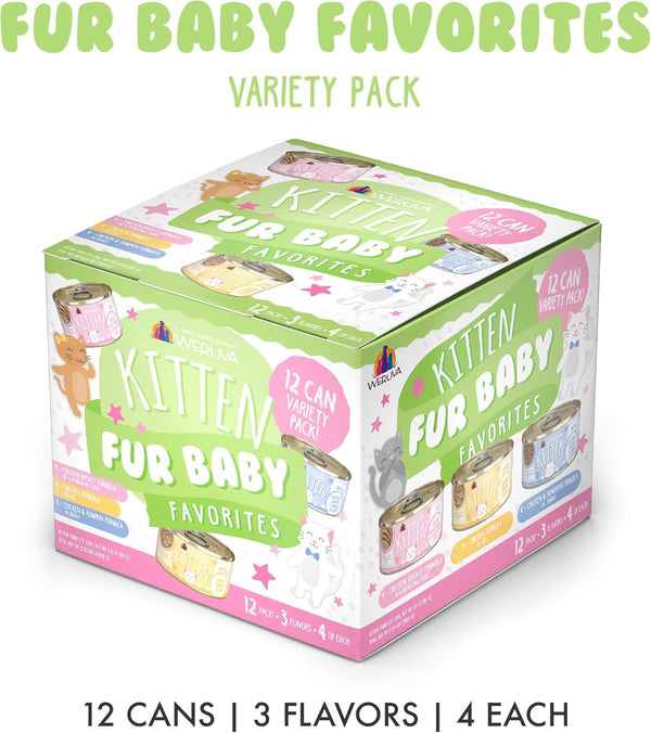 Weruva Kitten, Fur Baby Favorites Variety Pack, 3Oz Can (Pack of 12)2