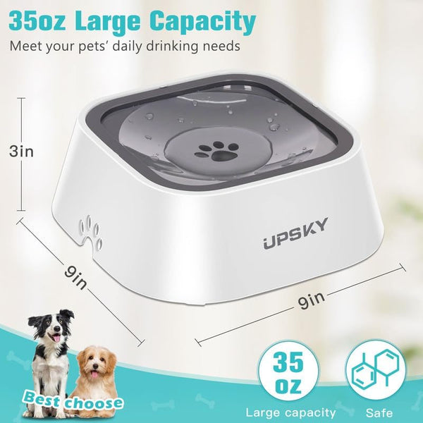 UPSKY 35Oz No-Spill Pet Water Bowl, Slow Water Feeder for Dogs and Cats | Splash-Proof Bowls, Slow Drinking Pet Dish, Easy-Clean Dishwasher Safe, Portable for Travel3