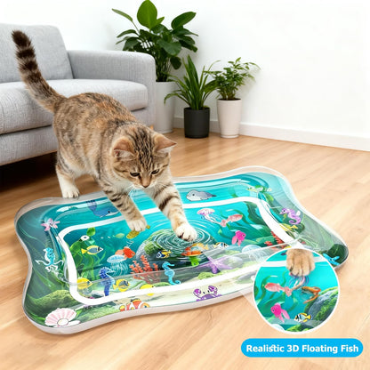 Interactive Cat Toys for Indoor Cats Water Mat with Floating Fish | Upgraded, Durable Sensory Play Mat, Boredom & Anxiety Relief, Summer Cooling Water Bed, for Kittens & Adult Cats Exercise3