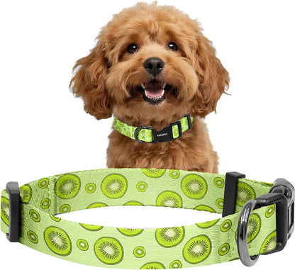 Kazazoo Dog Collar Cute and Soft Nylon Puppy Collar Girl Dogs, Adjustable Purple Dog Collars for Medium Dogs, Purple Flowers-M48