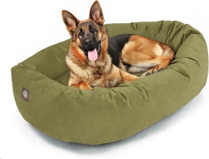 Majestic Pet 32 Inch Suede Calming Dog Bed Washable – Cozy Soft round Dog Bed with Spine Support for Dogs to Rest Their Head - Fluffy Donut Dog Bed 32X23X7 (Inch) - round Pet Bed Medium – Sage24