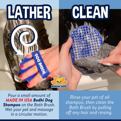 Bodhi Dog Shampoo Brush - Pet Grooming & Bath Supplies for Dogs and Cats - Bath Brush for Long & Short Hair - Premium Scrubber for Shower, Showerhead, Sprayer & Bathing (One Pack, Blue)3