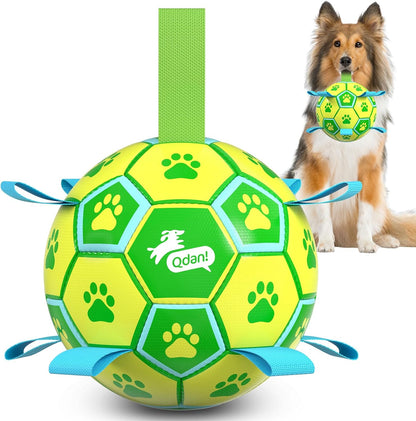 QDAN Dog Toys Dog Balls, 6 Inch Dog Soccer Ball with Straps, Herding Balls | Dog Birthday Toy, Balls for 20-40Lbs Dogs, Outdoor Puppy Toys to Keep Them Busy, Interactive Toy for Tug, Pool Water Toy Ball32