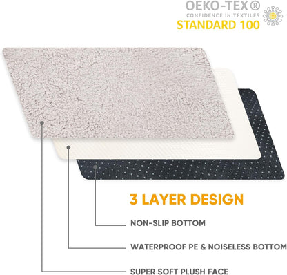 Sunheir Washable Extra Large Dog Bed Covers Soft Plush Replacement, Waterproof Dog Bed Liner, Pet Bed Cover with Zipper 44X32X3 Inches, Grey, Cover Only2