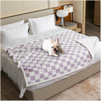 Waterproof Pet Blanket, Brown Checked Pets Throw Blankets for Dog Bed Covers Couch Sofa Stylish Jacquard for Puppy Cats Washable Reversible Furniture Protection Covers (Coffee Check,M)10