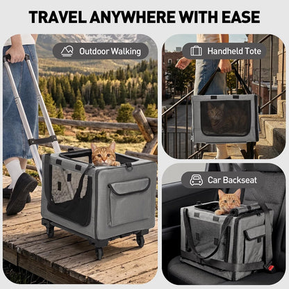 17In Wheeled Expandable Cat Carrier for Cats Small Dogs, Gray | Elescopic Rod, Expandable Side Room, Foldable Breathable Mesh, Portable Carrier for Indoor & Outdoor Pet Travel7