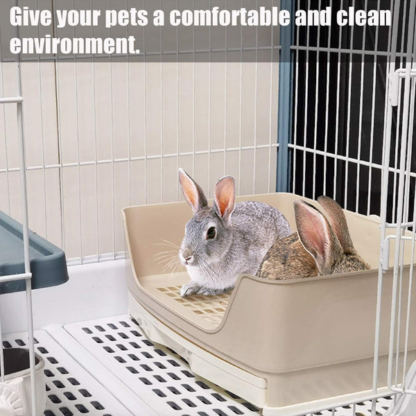 Kathson Large Rabbit Litter Box Trainer, Potty Corner Toilet with Drawer Bigger Pet Pan for Adult Hamster, Guinea Pig, Ferret, Galesaur, Bunny and Other Animals (Brown)7