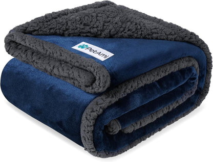 Petami Waterproof Dog Blanket for Couch, Extra Large 80X60, Pee Proof Sherpa Fleece Reversible Pet Throw, Furniture Protector for Bed Sofa Crate Kennel, Soft Washable Cover for Dog Cat, Grey Sherpa20
