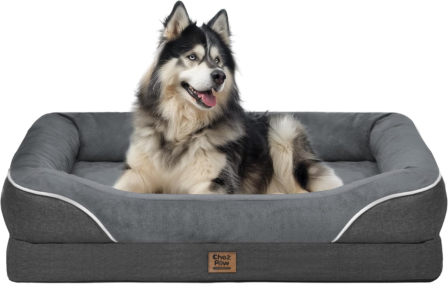 chez-paw-waterproof-orthopedic-xl-dog-bed-for-large-and-extra-large-dogs-egg-crate-foam-4-sided-bolster-support-waterproof-liner-non-slip-bottom-machine-washable-cover-42-x-30-inch