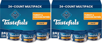 Blue Buffalo Tastefuls Wet Cat Food Paté Variety Pack (Chicken, Turkey & Chicken, Ocean Fish & Tuna) for Adult Cats, Made with Natural Ingredients, 5.5-Oz. Each (24 Cans)24