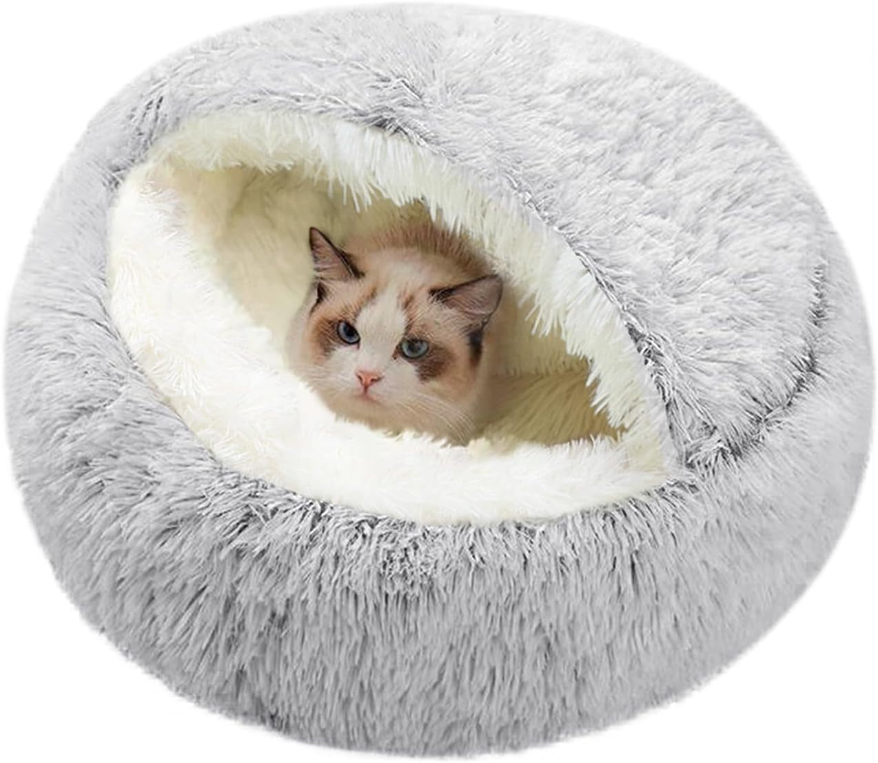 suoxu-anti-anxiety-cat-bed-plush-hooded-cave-20-in-diameter-suitable-for-small-to-medium-pets-pink