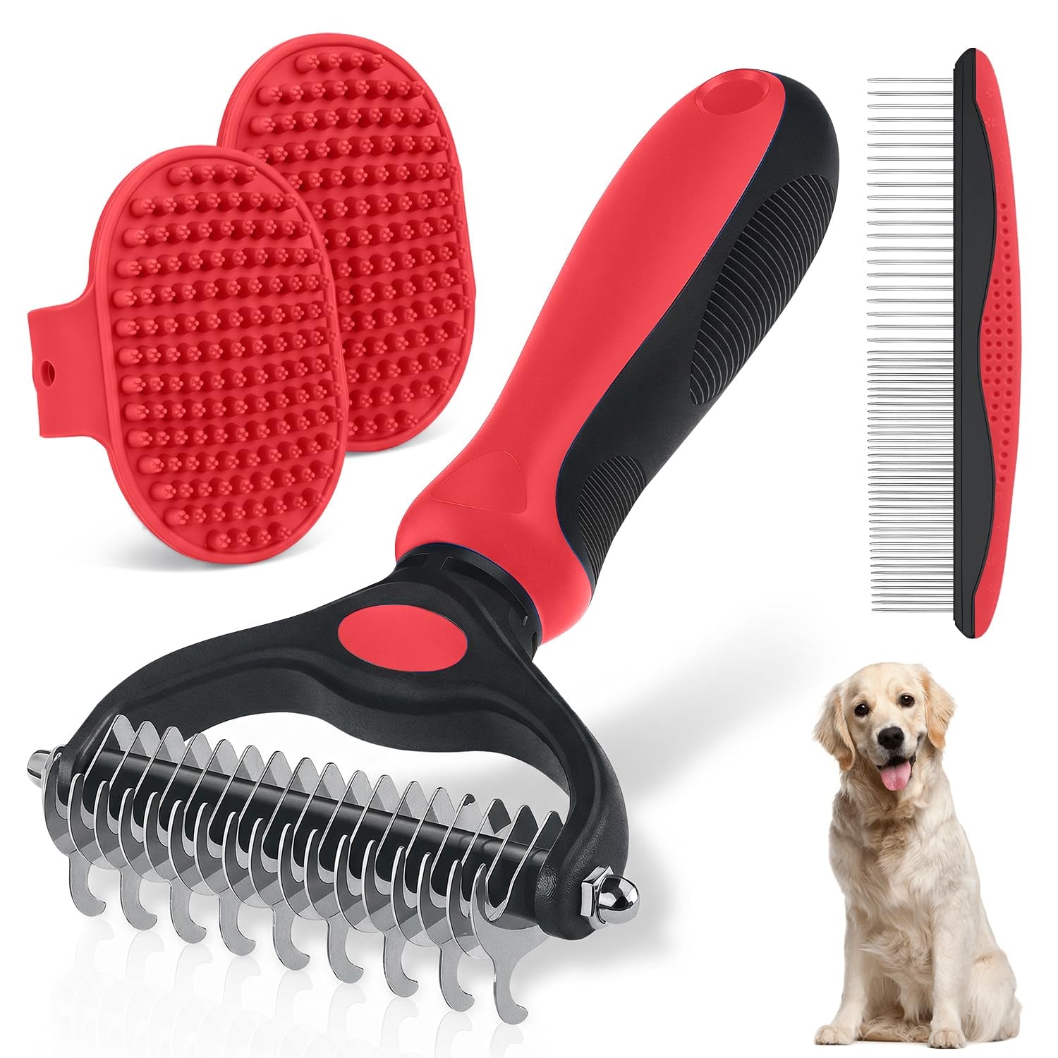 double-sided-pet-grooming-rake-4-in-1-professional-pet-grooming-kit-deshedding-dematting-tool-for-dogs-cats-extra-wide-grooming-brush-deshedder-comb-for-long-short-haired-pets-blue-kit-4pcs