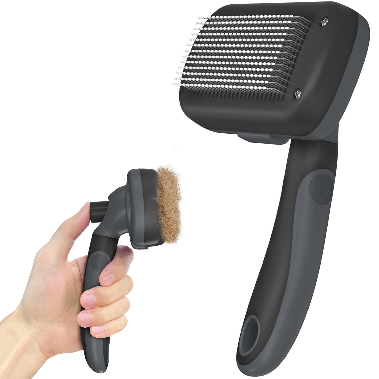 dipoo-self-cleaning-shedding-brush-skin-friendly-grooming-tool-for-dogs-cats-and-puppies-deshedding-and-hair-removal-for-long-and-short-haired-pets-black