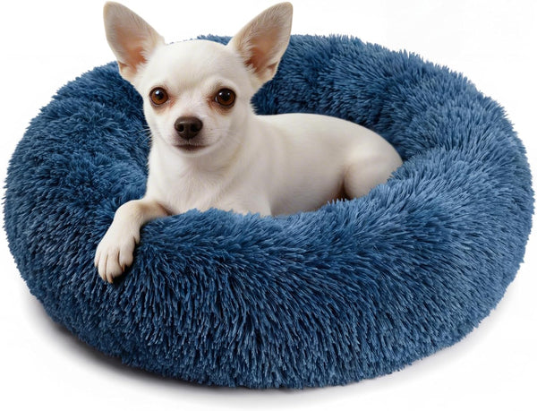Small Calming Dogs Bed for Small Dogs Anti-Anxiety Machine Washable Fluffy Luxury Anti-Slip Waterproof Mute Base Warming Cozy Soft Pet Puppy round Bed17