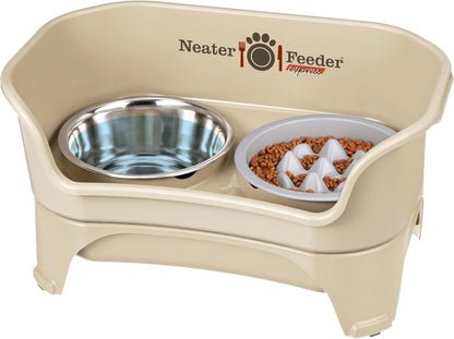 Neater Feeder Express Mess Proof Dog Bowls Elevated for Small Breeds under 15 Lb, Made in USA, No Spill Raised Dog Food Bowl Stand, Stainless Steel Food and Water Bowl Set, Feeding Station, Cappuccino19