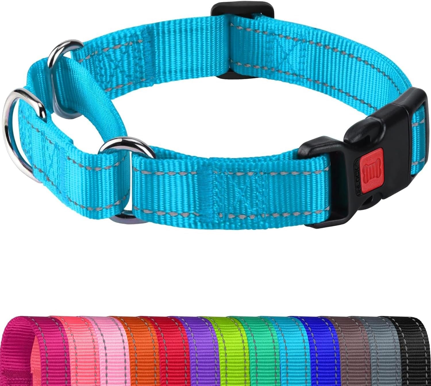 joytale-martingale-collar-for-dogs-escape-proof-no-pull-hotpink-m-gentle-cinch-stops-pulling-without-choking-safety-lock-buckle-reflective-stitching-for-night-walks-soft-nylon