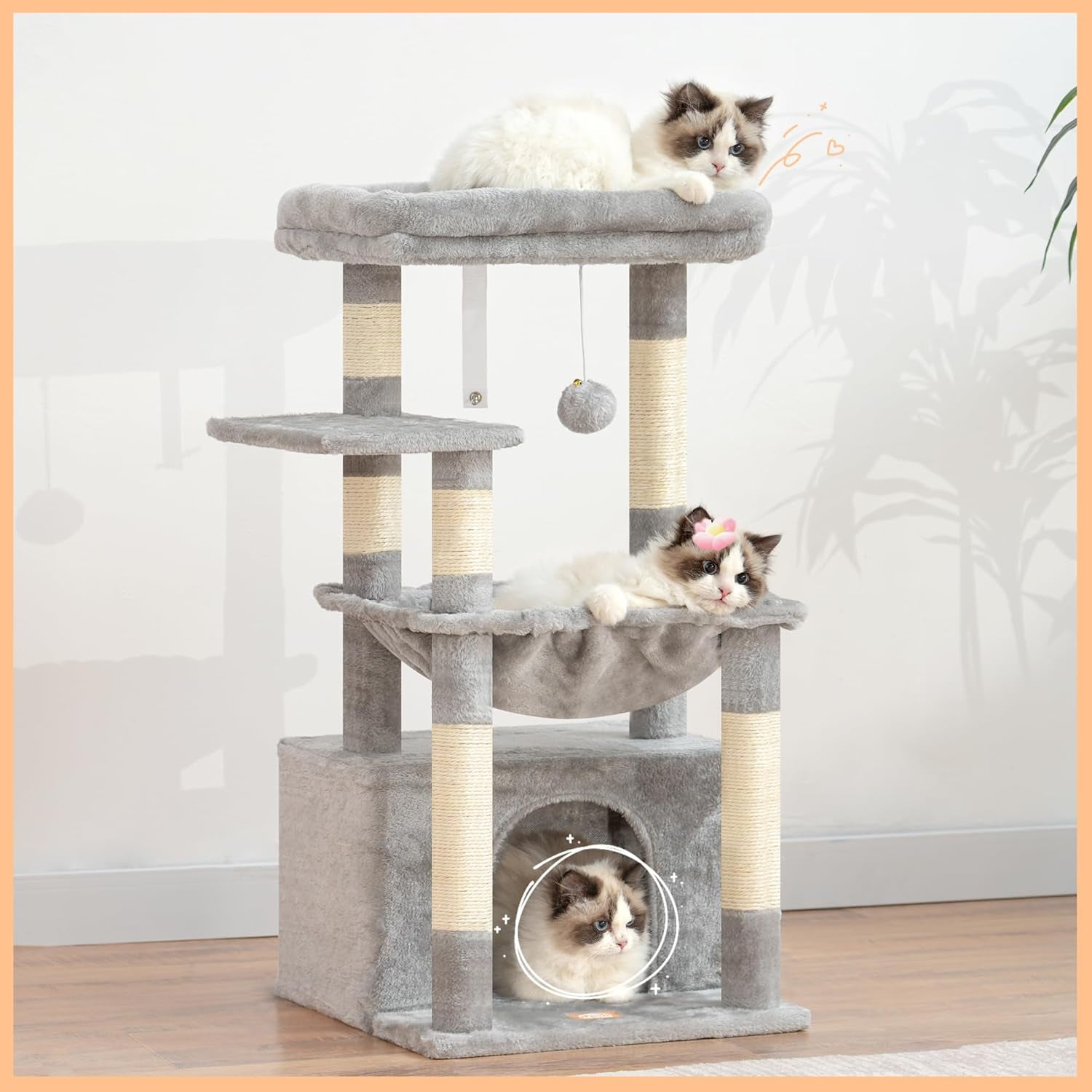 heybly-cat-tree-kitten-tower-with-large-soft-cat-basket-cat-condo-with-spacious-cat-bed-cave-with-hidden-space-sisal-covered-scratching-posts-dangling-ball-for-indoor-cats-light-gray-hct008sw