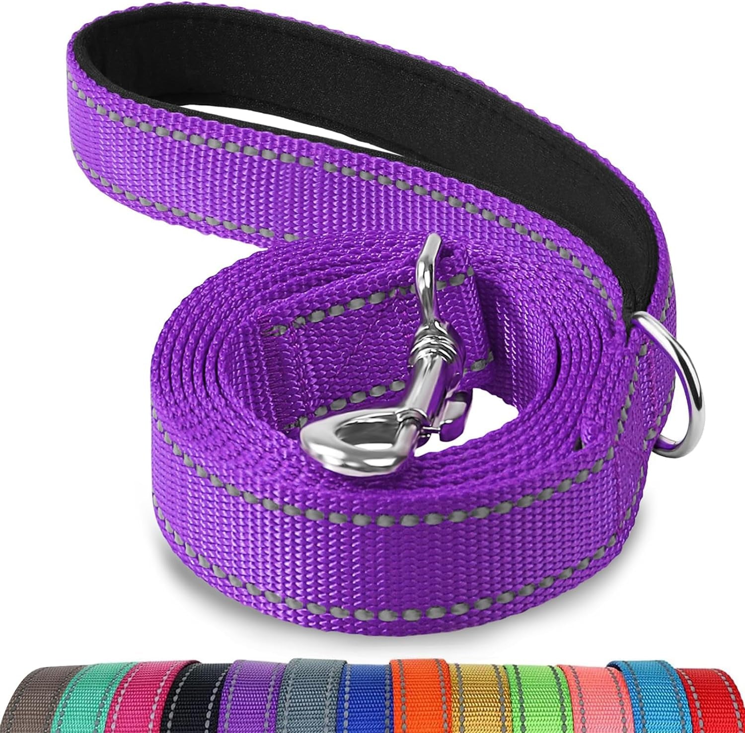 joytale-reflective-dog-leash-for-medium-large-dogs-6-ft-x-1-black-heavy-duty-nylon-webbing-padded-handle-for-comfort-visible-at-night-for-walking-training