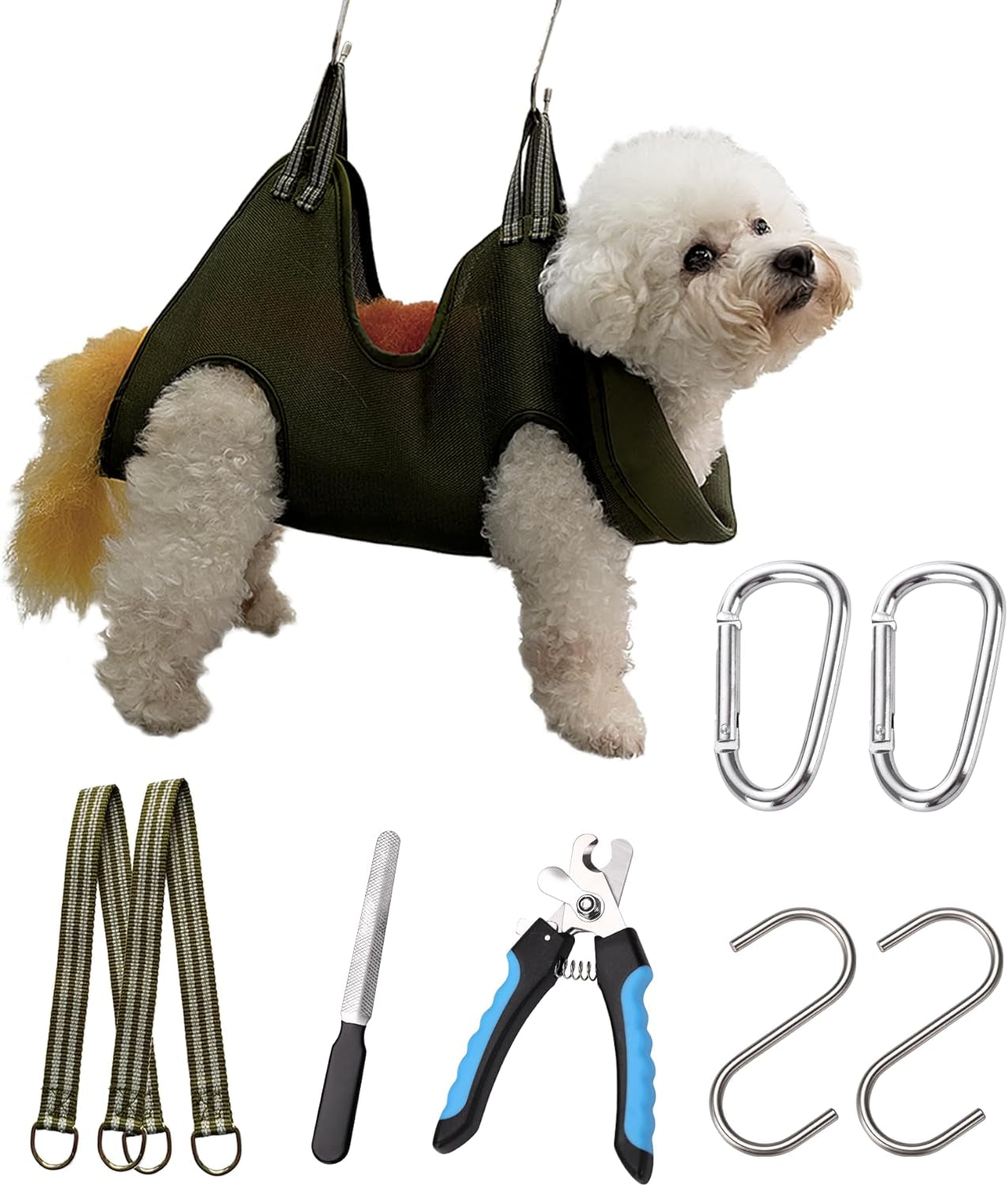 kkiimatt-10-in-1-pet-grooming-hammock-harness-with-nail-clippers-trimmer-nail-file-dog-hammock-grooming-sling-for-nail-trimming-clipping