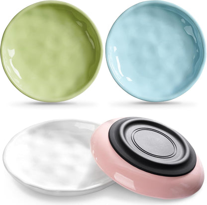 WROSWT No Spill Cat Bowls,Cat Food Bowl,Anti Whisker Fatigue Healthy Ceramic Cats Dishes Set for Indoor Cats,Shallow Wide Kitten Plates for Food and Water,Non-Slip Silicone Bottom,3 Pack10