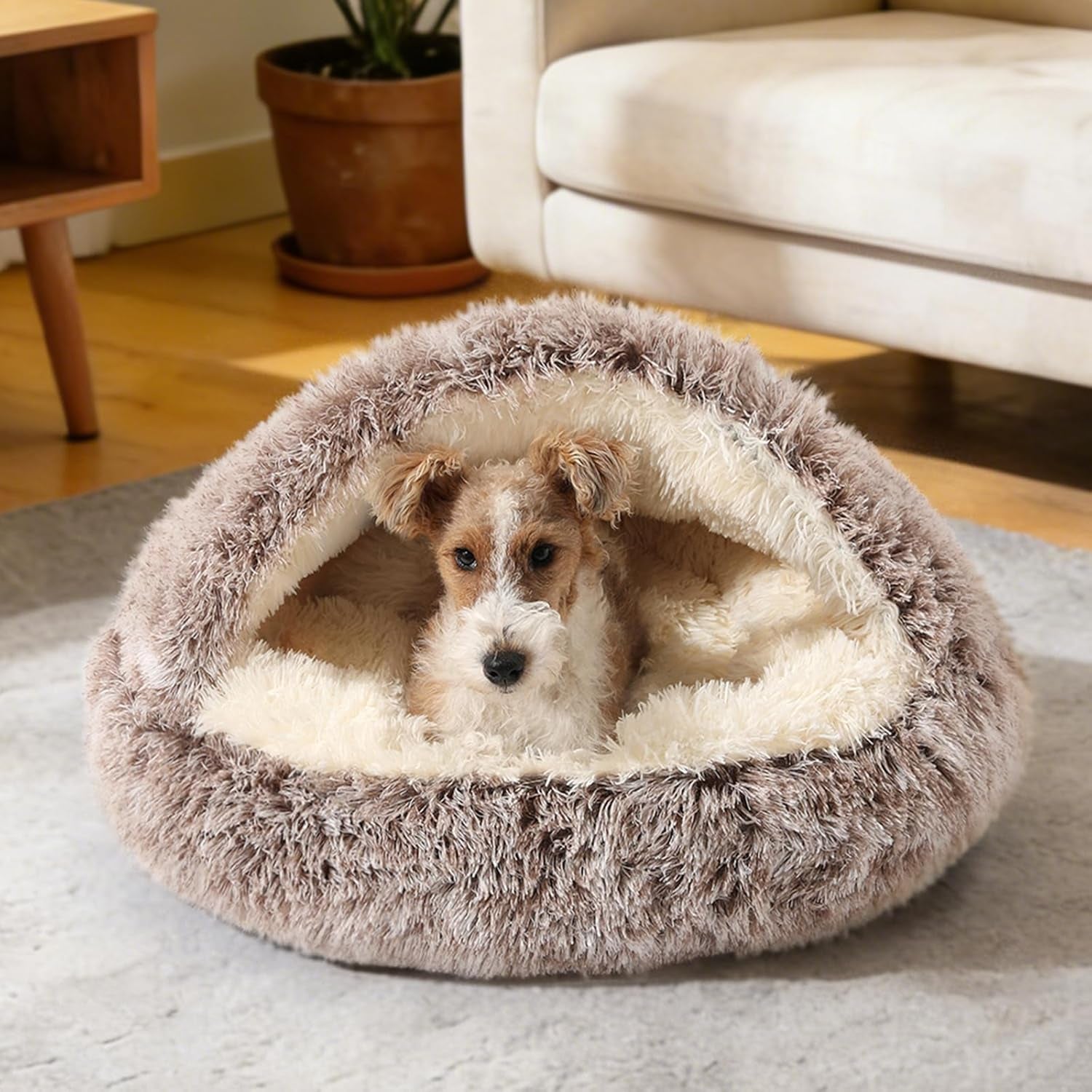 noyal-round-hooded-donut-dog-bed-for-small-medium-pets-plush-fluffy-anti-anxiety-cat-cave-bed-with-cover