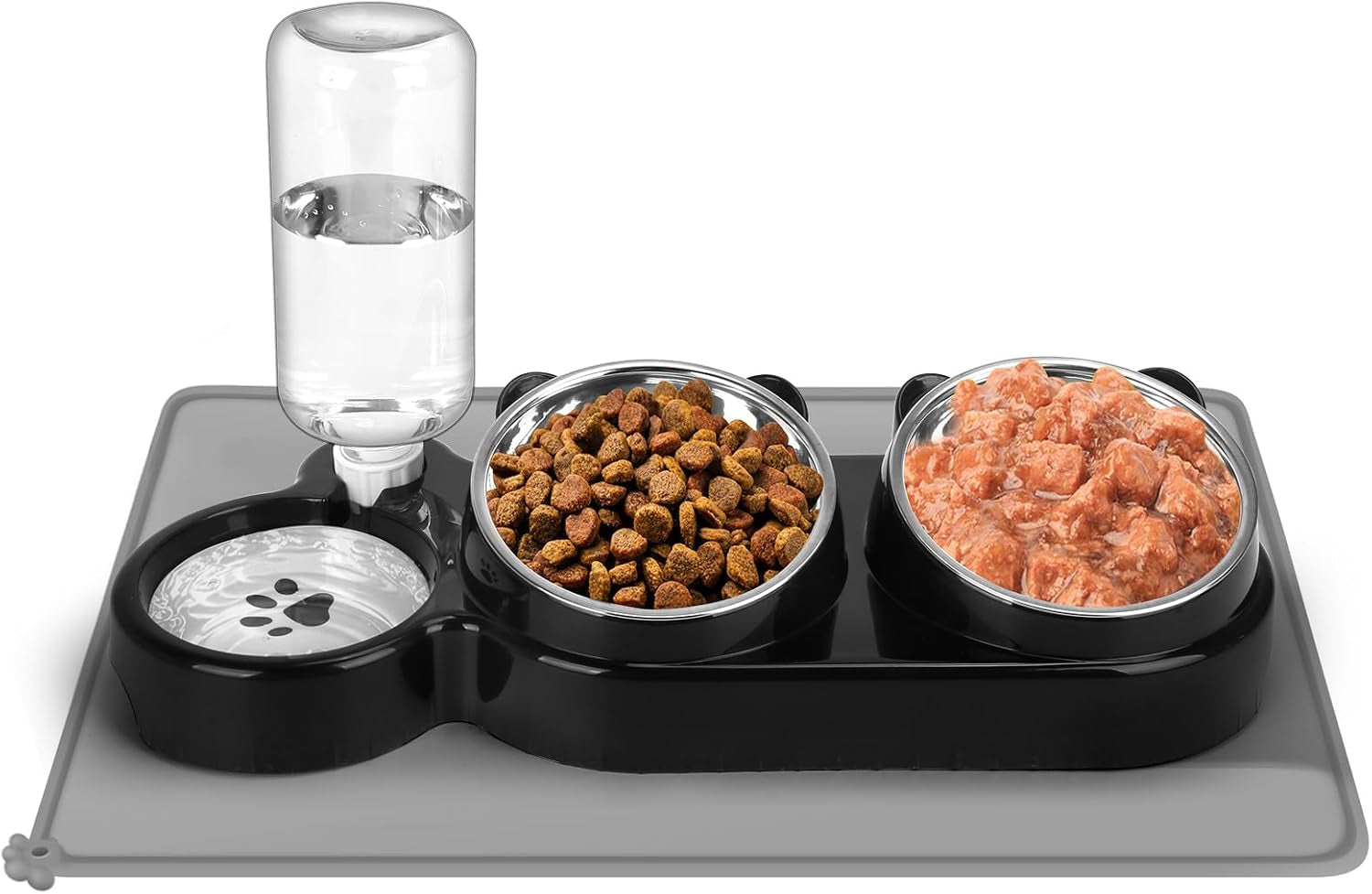 cat-food-and-water-bowl-set-stainless-steel-raised-cat-bowls-with-automatic-water-bottle-waterproof-mat-for-cats-puppies-3-in-1-pet-feeding-station-for-wet-dry-food-black