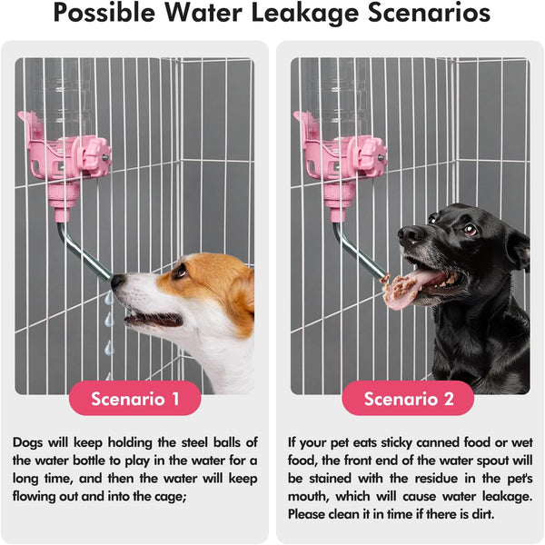 Vannon Dog Crate Water Bottle, 34Oz Top-Fill Pet Water Dispenser, Pink | Kennel Water Bottle Helps Keep Pets Hydrated Longer with Fewer Refills and Easy Daily Care.3