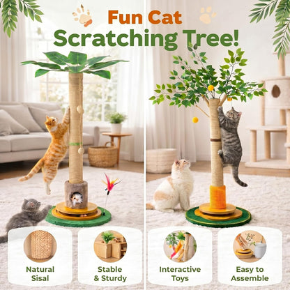 Nuanchu 41 Inch Tall Cat Scratching Post Tree for Indoor Cats Adults, Scratcher Tree Tower with Sisal Rope, Large Cats Scratching Posts with Hanging Ball for Kittens and Medium Large Pet6