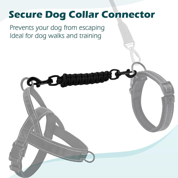 Petbonus Dog Collar Safety Clip, Handmade Prong Collar to Harness Connector | Dog Leash Backup Safety Strap, Escape Proof, Double Ended Clasp, Lead Connector for Pinch Collar, Harness (Black)5