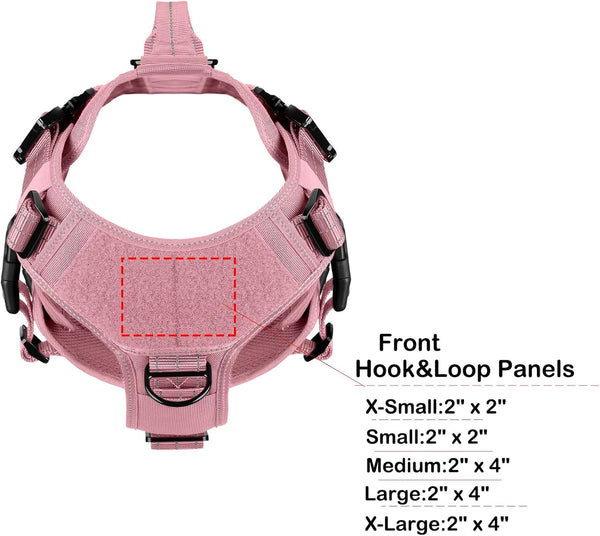 ICEFANG No Pull Tactical Dog Harness for Large Dogs,Adjustable Dog Vest | Control Handle,Molle Panel,Front Hook,3 Leash Clips,Soft Padded,For Walking Training,Pink,Large3