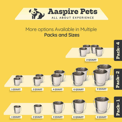 Flat Side Stainless Steel Bucket 2 Quart Hanging Feeding Utility Pail for Small Dog Cat Birds, Fits Kennel Cage Compatible, Heavy Duty Food & Water Feeder, 0.5 Gallon Silver Bucket 4 Pack9