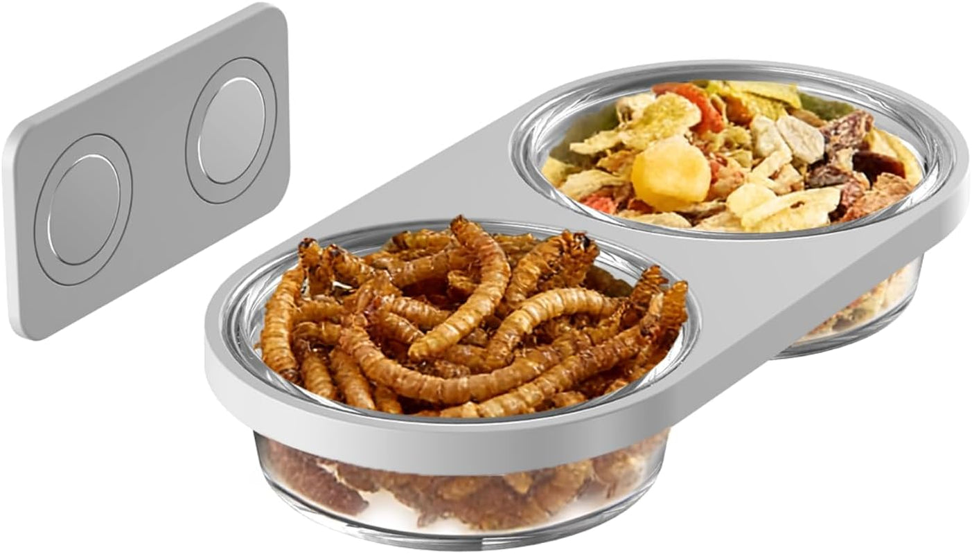 magnetic-reptile-feeding-ledge-with-2-pack-plastic-bowls-food-feeder-water-dish-for-crested-gecko-dwarf-hamstergray-magnetic-mounted