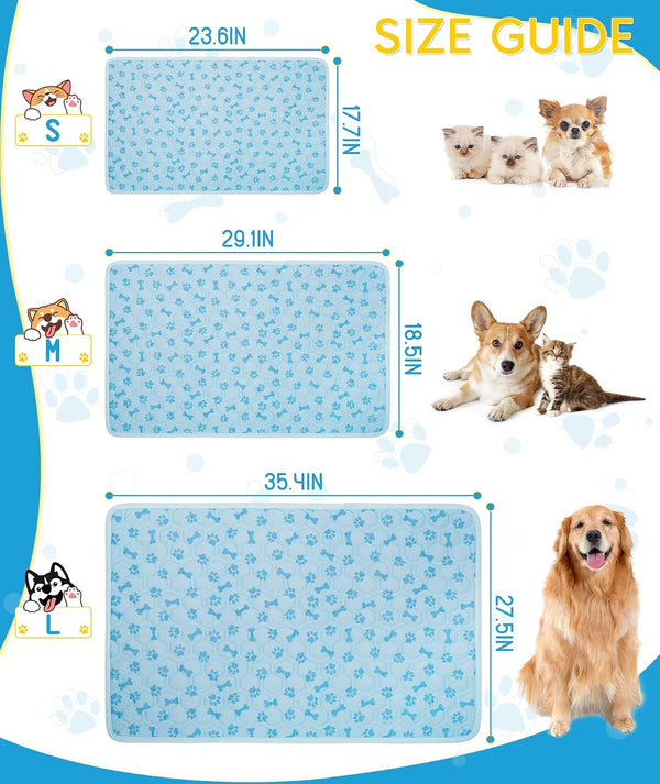 Upgraded Dog Cooling Mat for Dogs& Cats,Ice Silk Self Cooling Mat for Dogs(Q-Max>0.5),Washable Breathable Non-Slip Summer Dog Bed Mats for Crate Car Sofa Indoor Outdoor,Light Blue 29.1×18.5In6