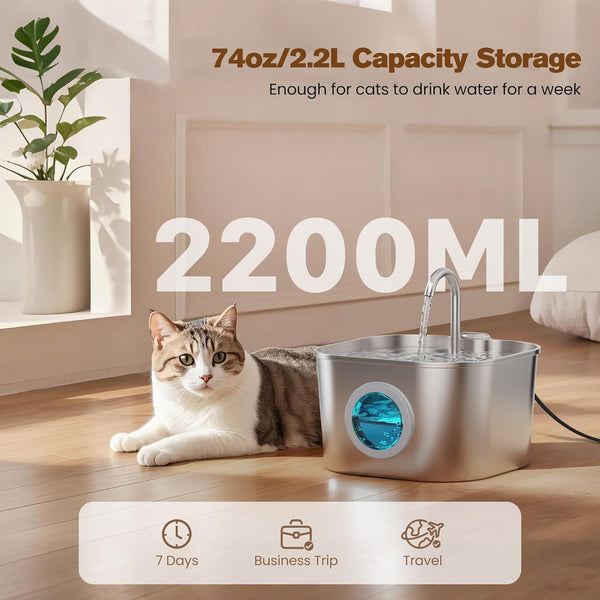 Cat Water Fountain Stainless Steel: Pet Fountains for Cats/Dog Indoor Automatic Waterer Bowls for Drinking Small Animal Water Dispenser Metal Pets Watering Faucet Bottle Auto Kitty Watering Supplies6
