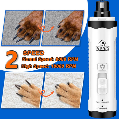 VIWIK Dog Nail Trimmers with Light, Cat Dog Nail Clippers, Dog Nail Grinder Quiet for Large Medium Small Dogs Paw & Cats Claw, Electric 2-Speed Pet Toenail Grooming Supplies, Gifts for Dog Lovers.2