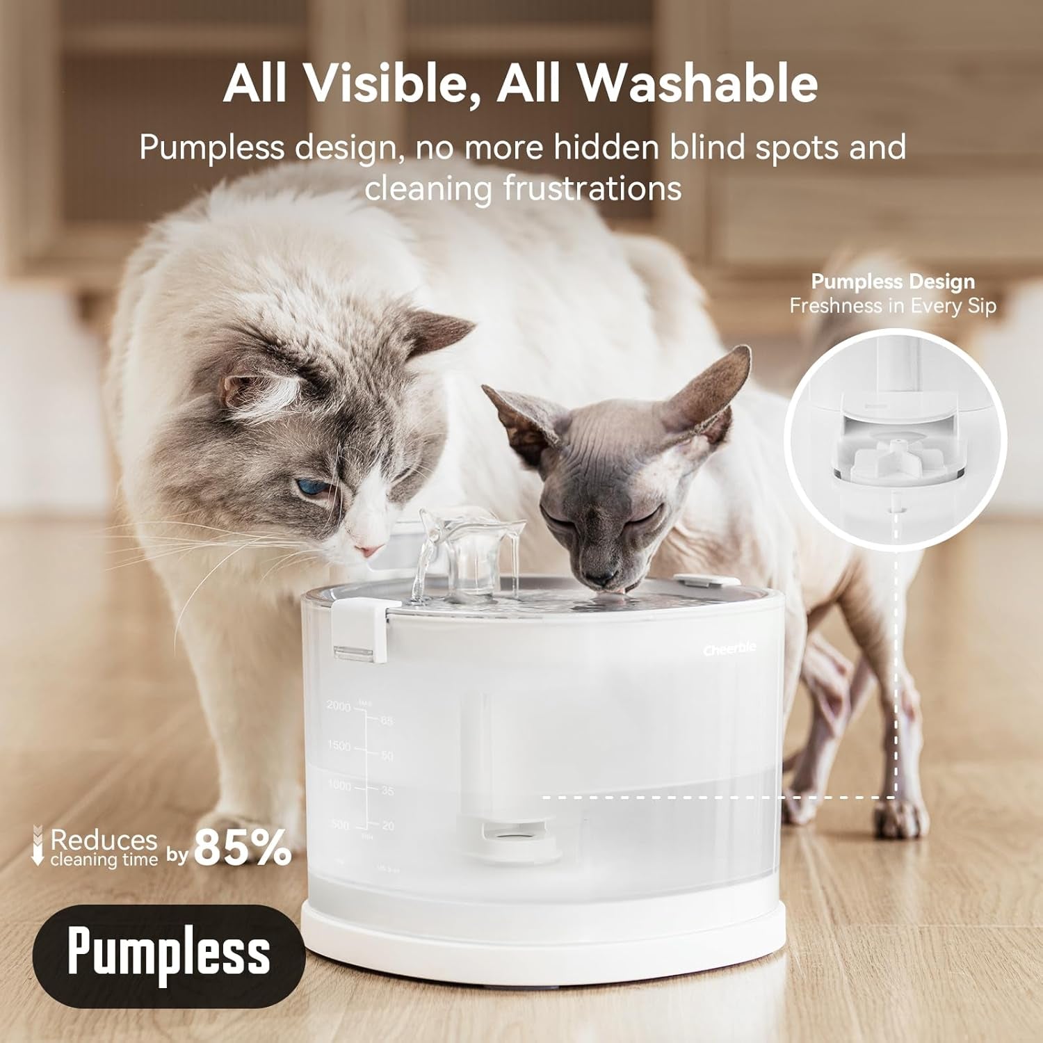 cheerble-pumpless-cat-water-elfin-fountain-wireless-pet-fountain-battery-operated-2l-67oz-e1-automatic-water-dispenser-cats-dogs-magdrive™-technology-stainless-steel-tray-no-cleaning-hassle