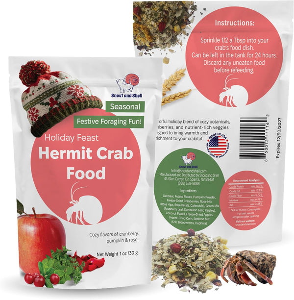 Natural Hermit Crab Food – High-Protein Hermit Food with Real Fruit and Sprouted Grains – 65 G (2.3 Oz) Crab Food for Pet Hermit Crabs by Snout and Shell8