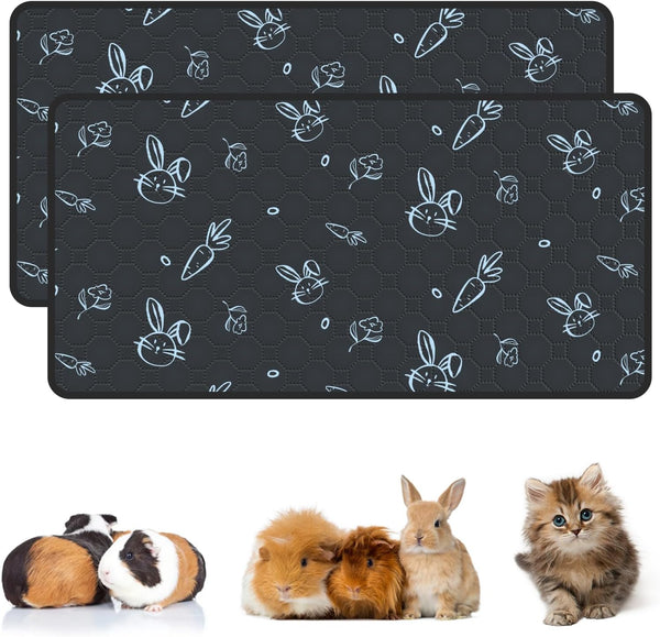 2-Pack Guinea Pig Cage Liner, 24" X 47" Reusable Guinea Pig Bedding Washable Absorbent Pee Pads for Dogs Rabbit Chinchilla Hamster, Leakproof & anti Slip18