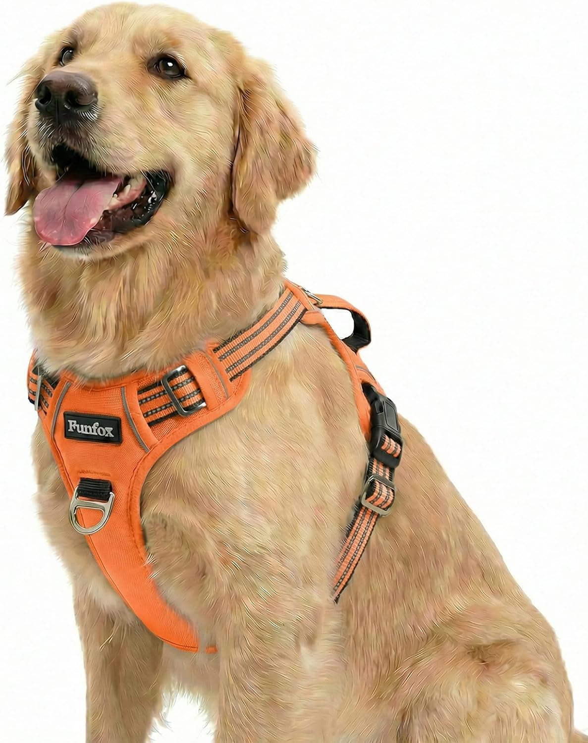 funfox-dog-harness-medium-sized-dog-vertical-handle-easy-control-no-pull-pet-vest-adjustable-with-2-leash-clips-soft-material-reflective-safe-night-walking-for-small-medium-large-breed-black-m