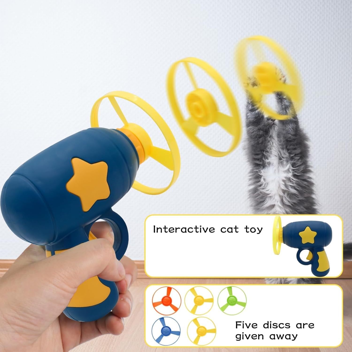 andiker-cat-fetch-toy-interactive-kitten-flying-disc-launcher-toy-with-5-colorful-flying-propellers-for-cat-enrichment-flying-saucer-toy-for-cats-for-training-and-chasing-blue