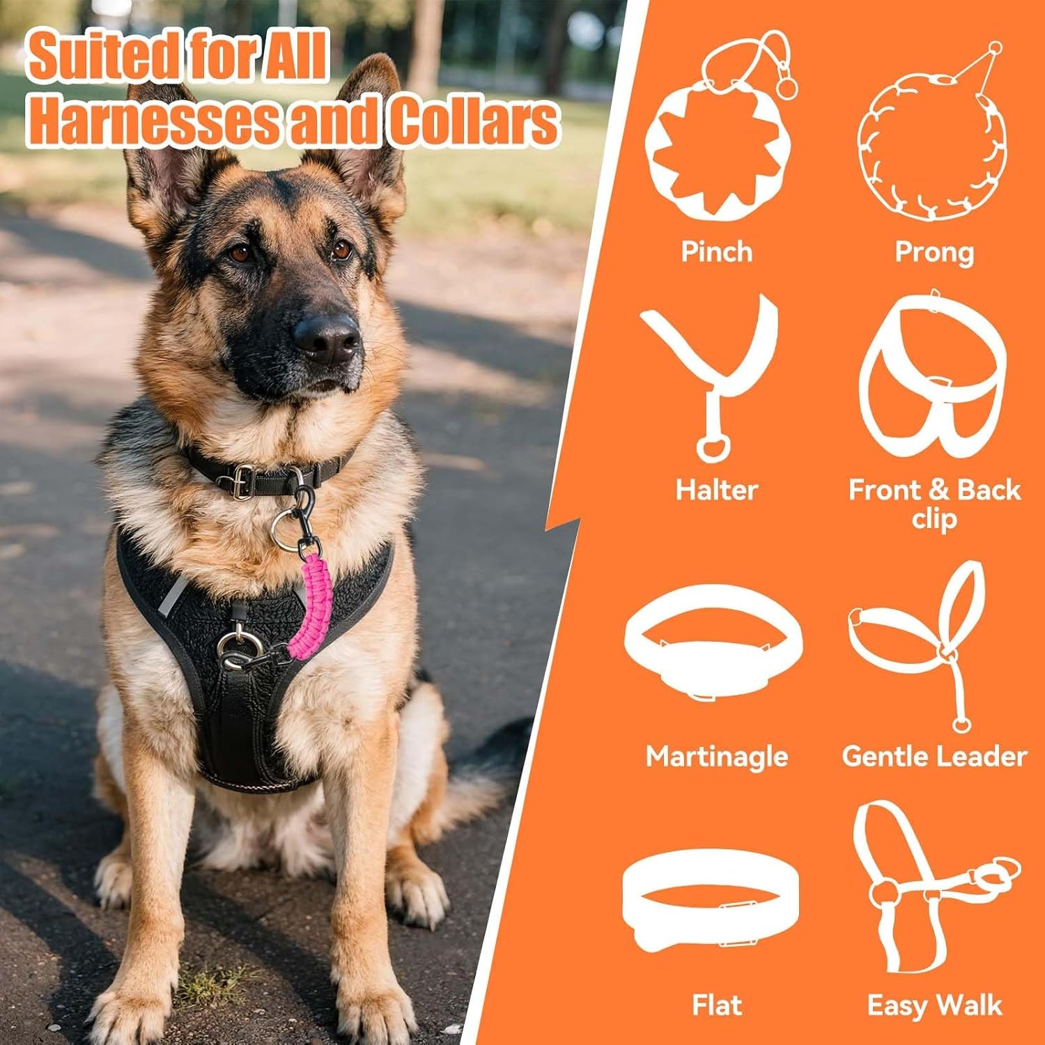 dog-collar-safety-clip-collar-companion-handmade-backup-safety-strap-double-ended-clip-leash-connector-suitable-for-dog-harnesses-prong-pinch-collars-pink-1-pack